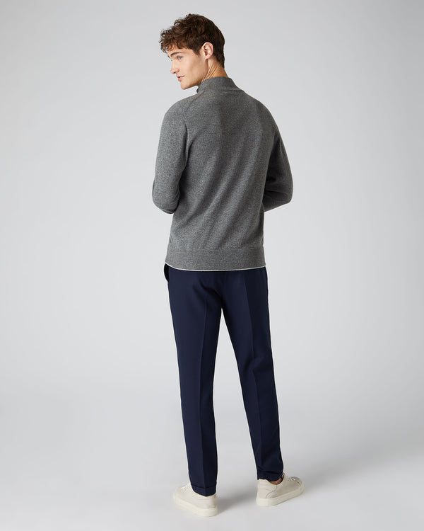 N.Peal Men's The Knightsbridge Zip Cashmere Jumper Elephant Grey