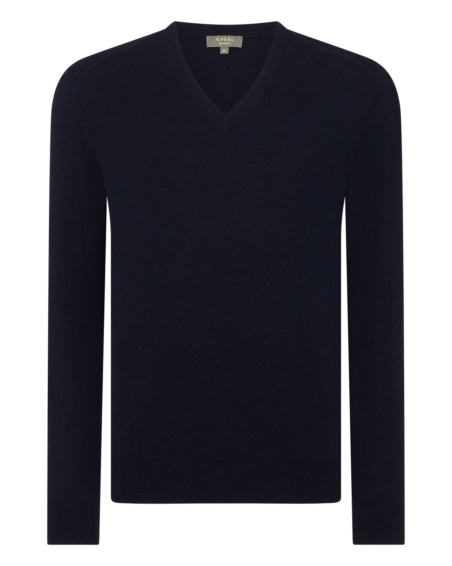 N.Peal Men's Baby Cashmere V Neck Jumper Navy Blue