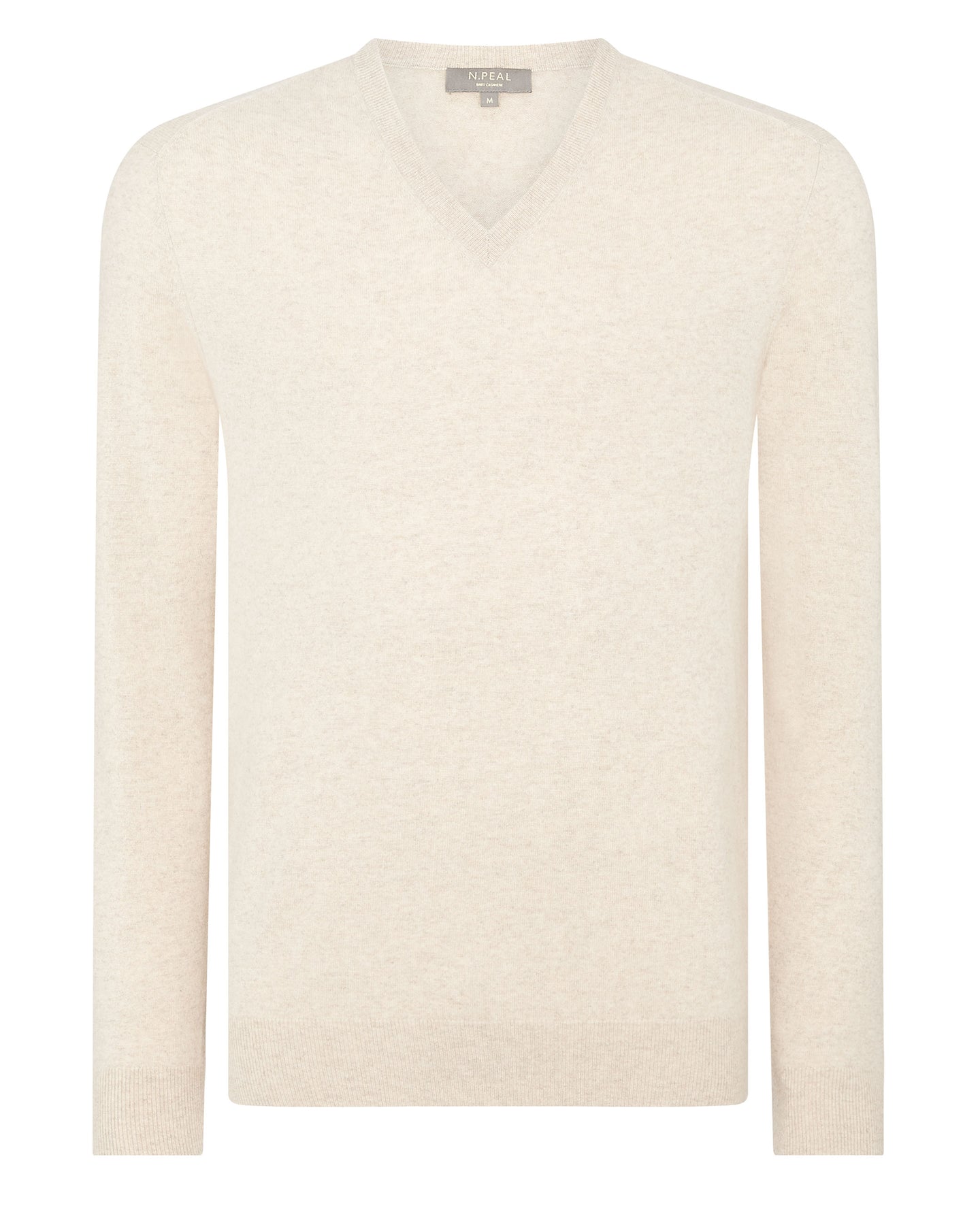 Men's Baby Cashmere V Neck Jumper Oatmeal Brown | N.Peal