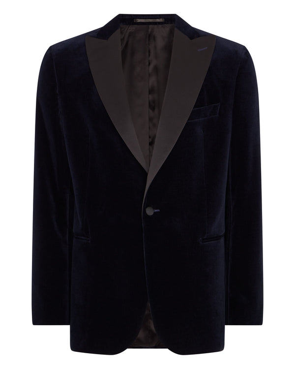 N.Peal Men's Woven Tux Jacket Midnight Navy Blue