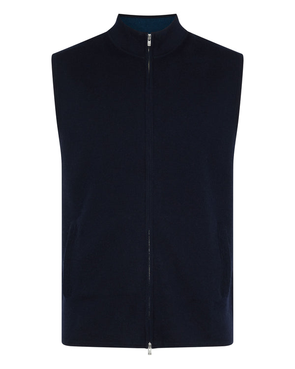 N.Peal Men's Bayswater Fine Gauge Cashmere Gilet Navy Blue