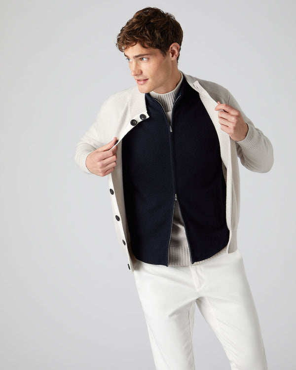 N.Peal Men's Bayswater Fine Gauge Cashmere Gilet Navy Blue