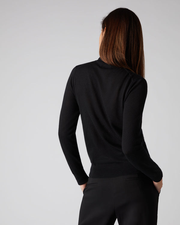 N.Peal Women's Margot Superfine Cashmere Roll Neck Jumper Black