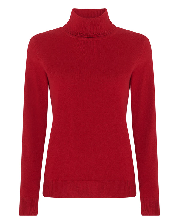 Women's Polo Neck Cashmere Jumper Ruby Red