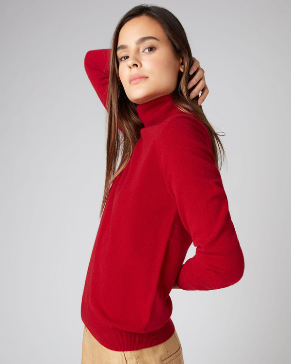 red cashmere polo neck