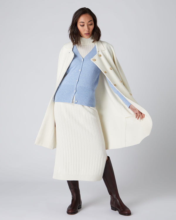 N.Peal Women's V Necked Cashmere Cardigan Cornflower Blue