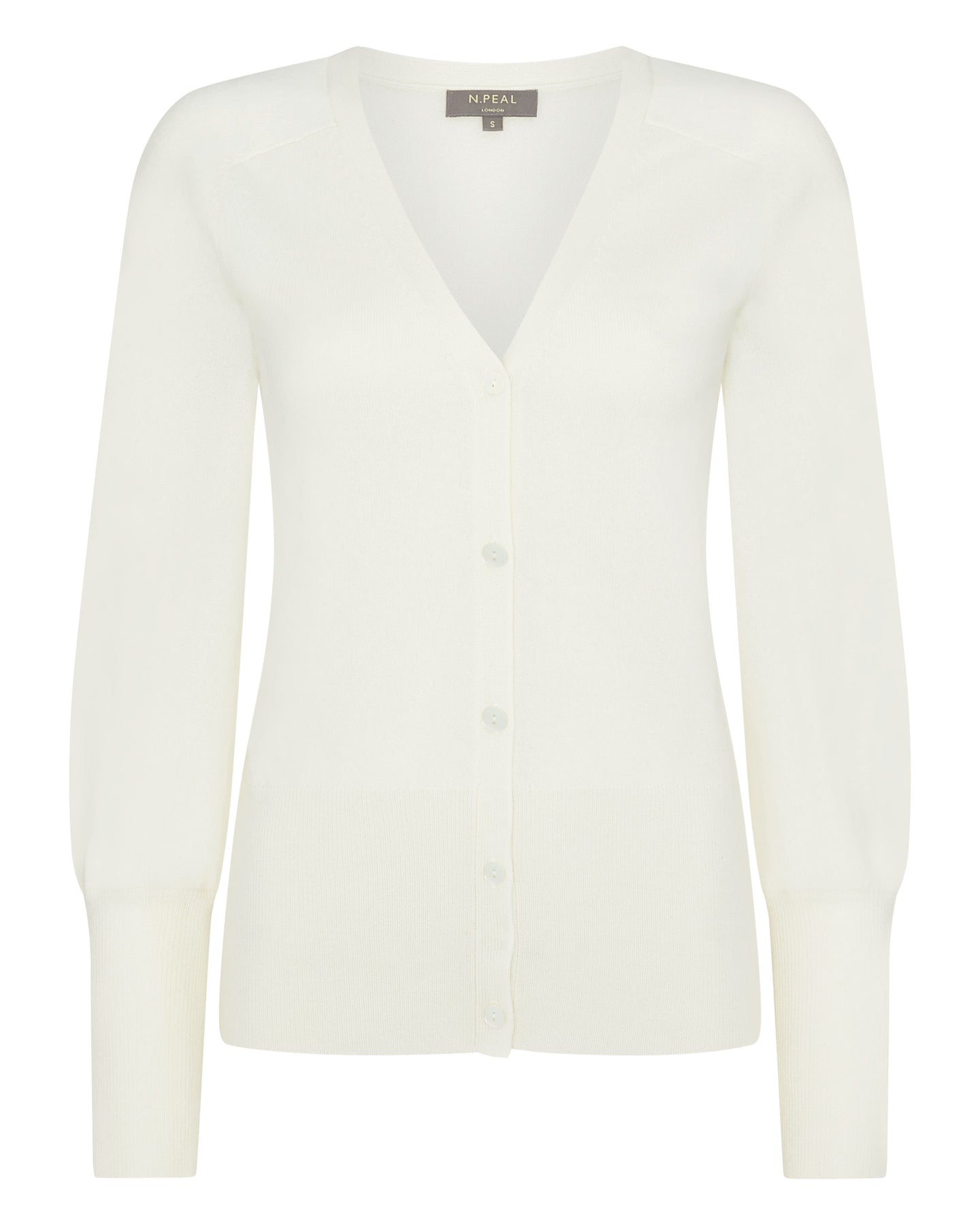 N.Peal Women's V Necked Cashmere Cardigan New Ivory White