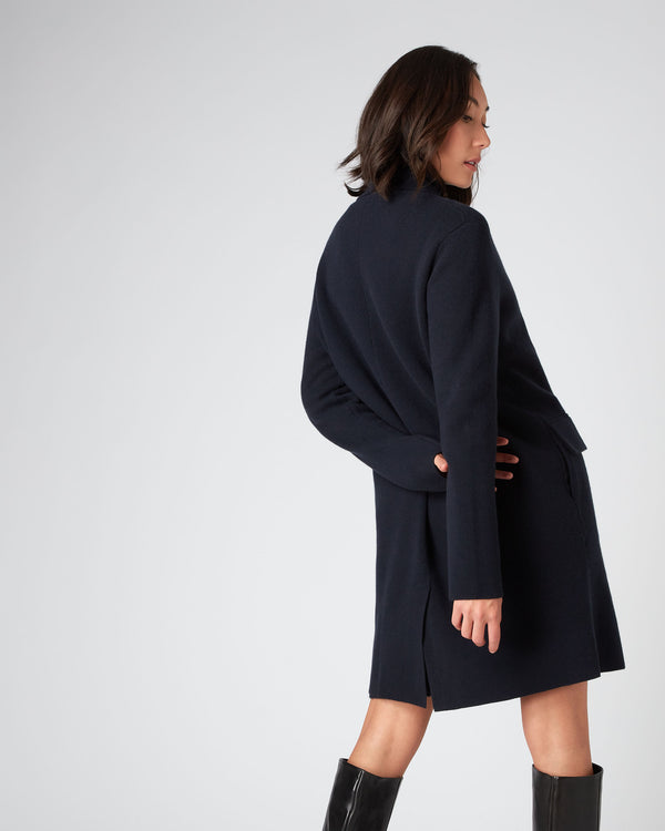 N.Peal Women's Double Breasted Cashmere Coat Navy Blue