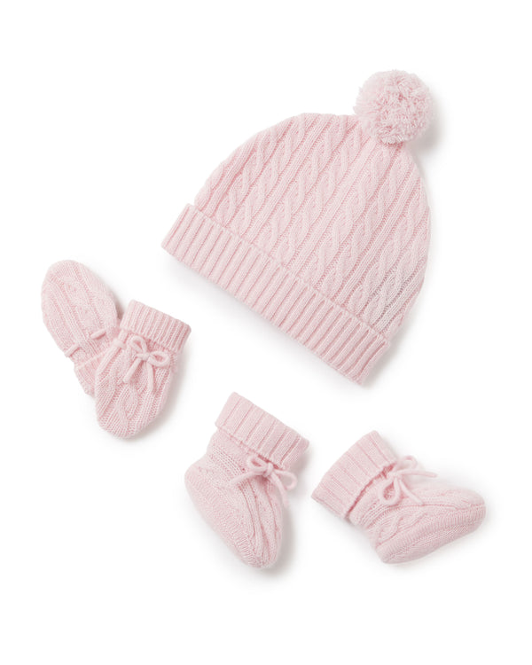 N.Peal Cashmere Cable Hat Pale Pink