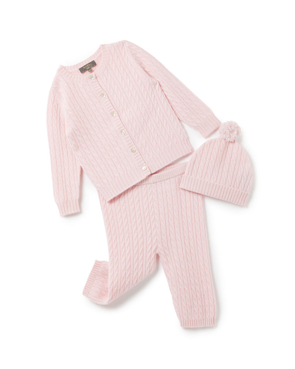 N.Peal Cashmere Cable Cardigan Pale Pink