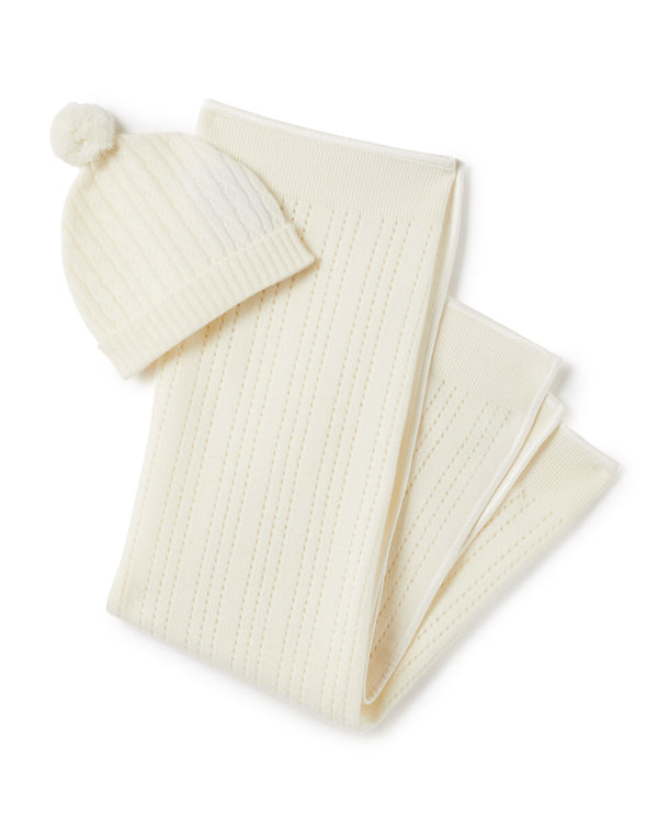 N.Peal Cashmere Cable Hat New Ivory White