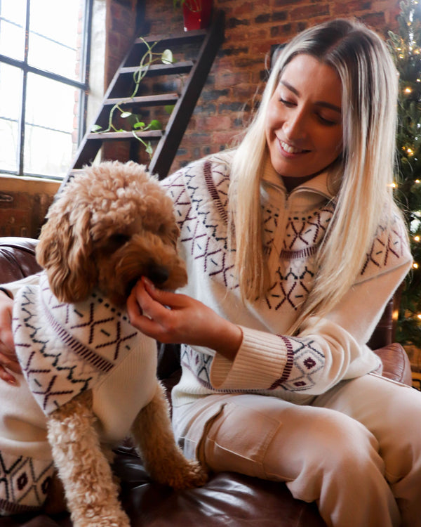 N.Peal Christmas Cashmere Dog Jumper New Ivory White