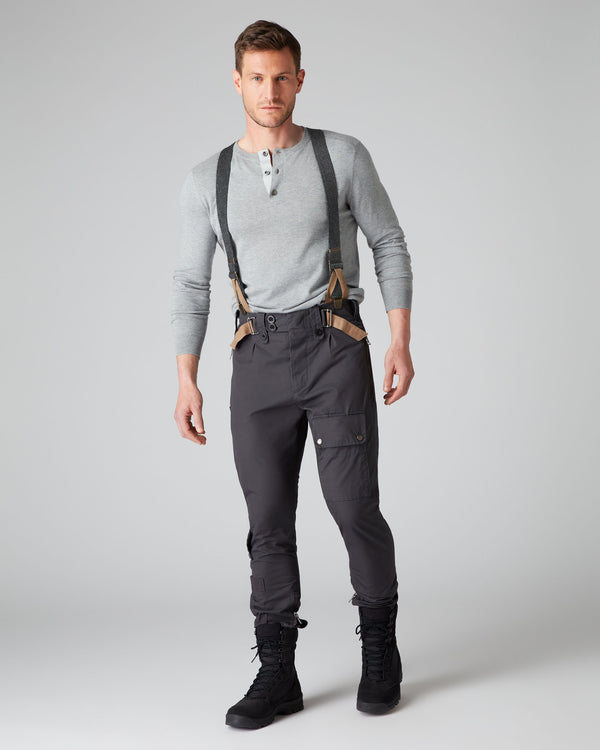 N.Peal 007 Round Neck Cotton Cashmere Henley Light Grey