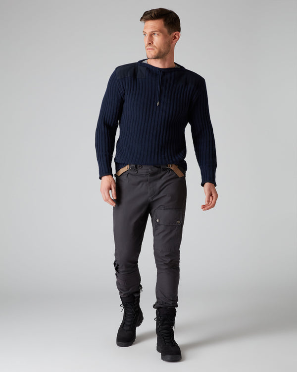 N.Peal 007 Ribbed Army Sweater Navy Blue