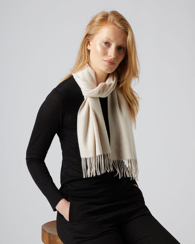 N.Peal Unisex Woven Cashmere Scarf Almond White