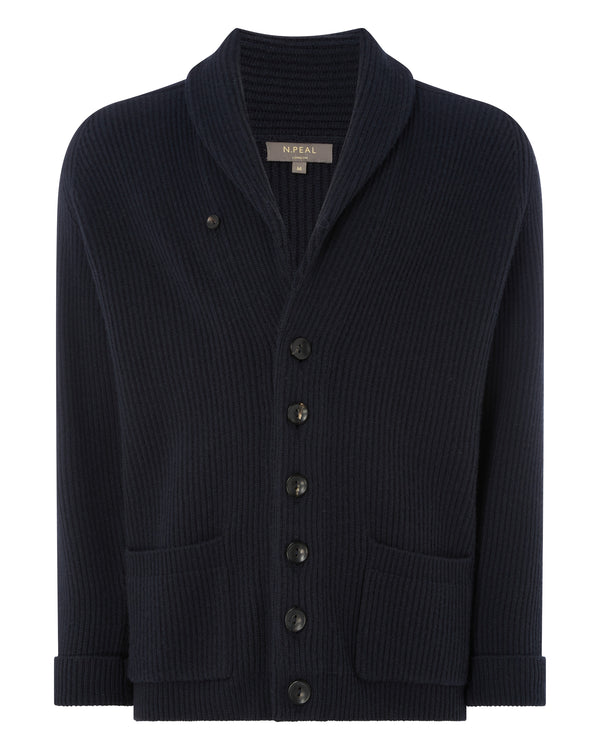 N.Peal The Kensington Cashmere Cardigan Navy Blue