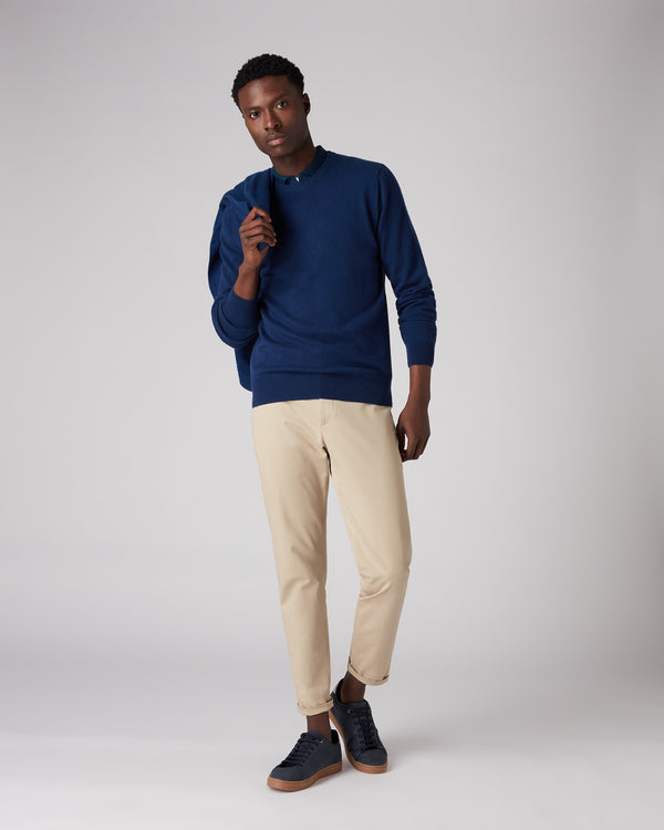 N.Peal The Oxford Round Neck Cashmere Jumper French Blue