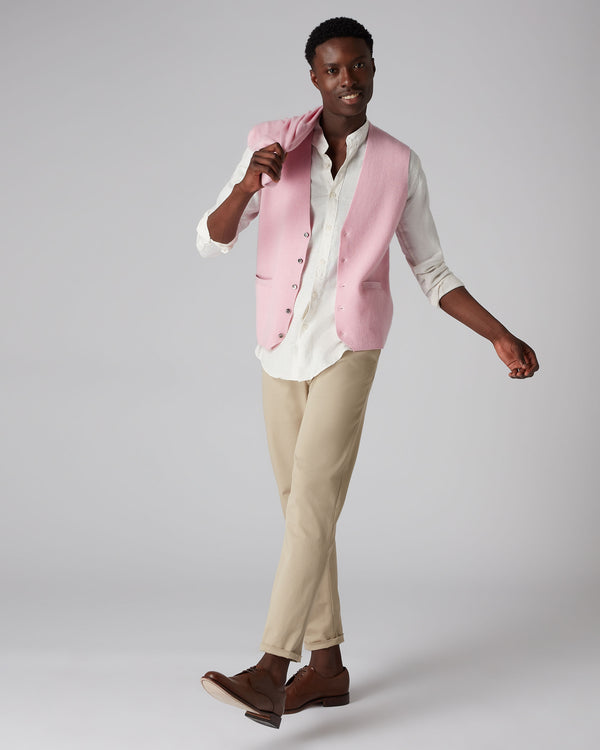 N.Peal Men's The Chelsea Milano Cashmere Waistcoat Flamingo Pink