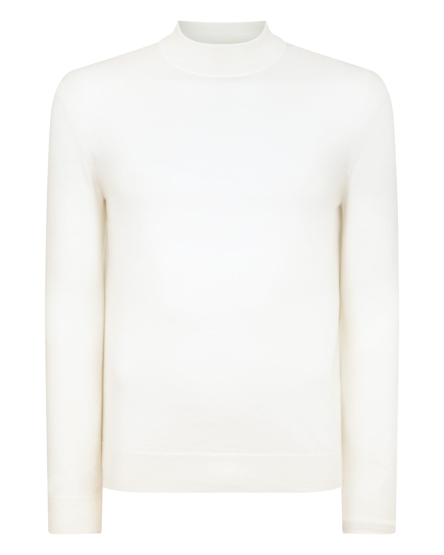 N.Peal Men's Fine Gauge Cashmere Mock Turtle Neck Jumper New Ivory White