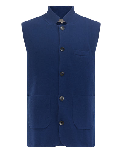 N.Peal Men's Collared Milano Cashmere Waistcoat French Blue