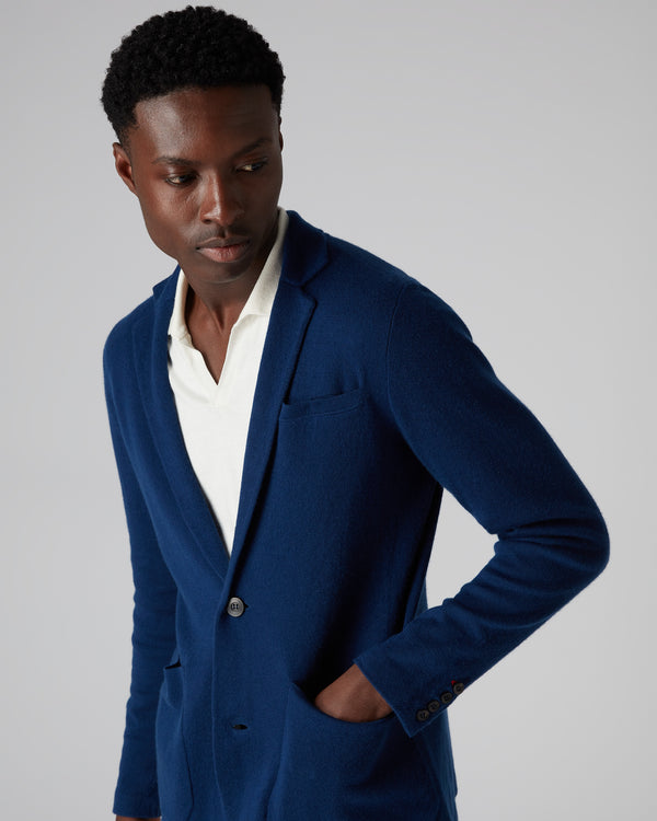 N.Peal Men's Fine Gauge Cashmere Milano Jacket French Blue