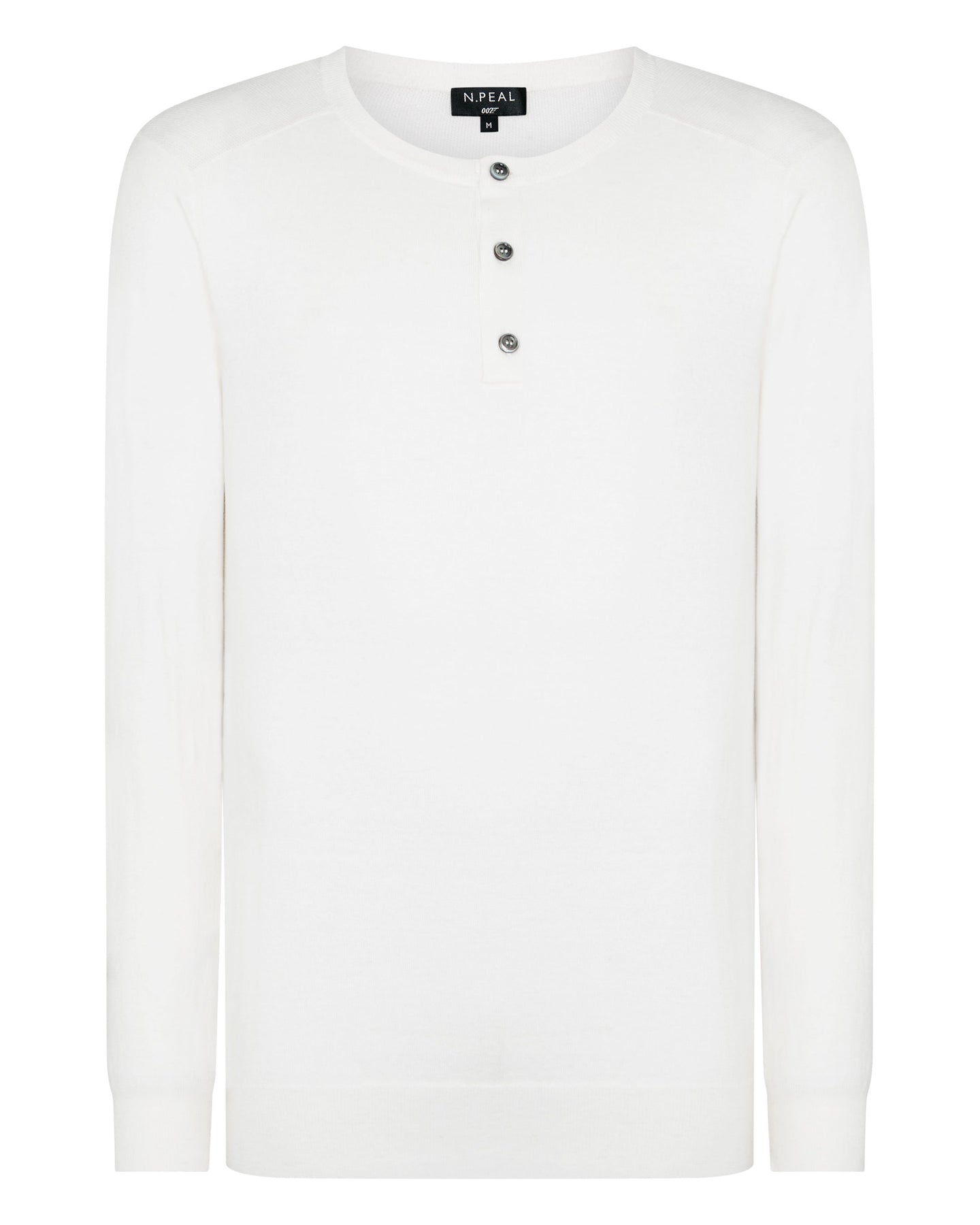 N.Peal 007 Round Neck Henley New Ivory White