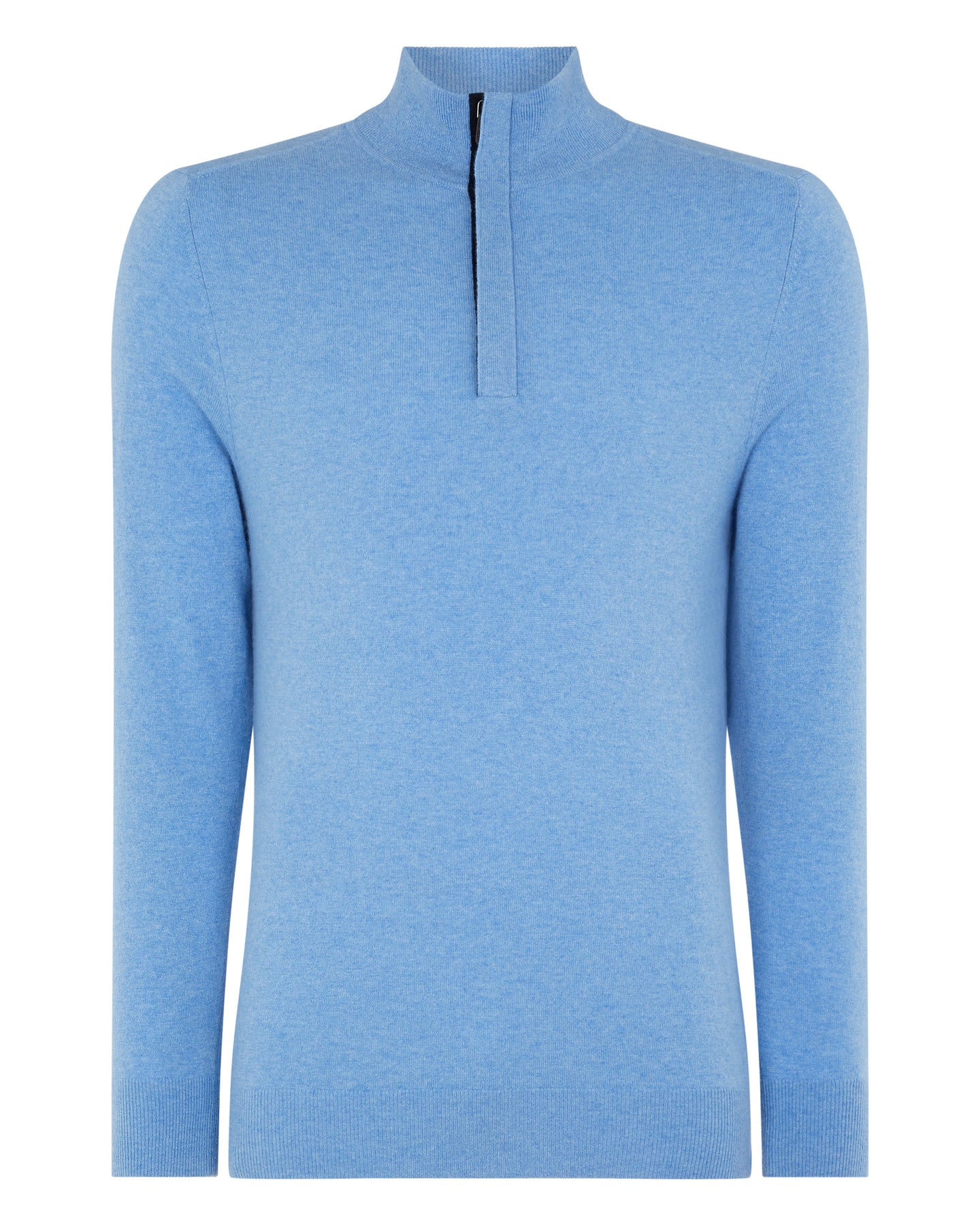 N.Peal Men's Baby Cashmere Half Zip Jumper Blue