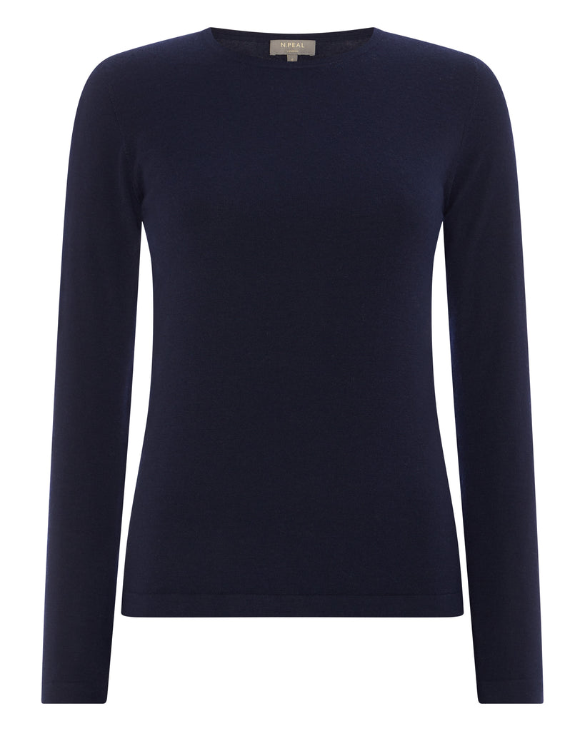 Women's Superfine Long Sleeve Cashmere Top Navy Blue | N.Peal