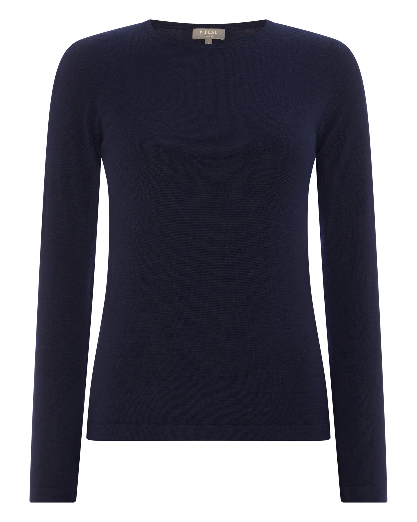 N.Peal Women's Superfine Long Sleeve Cashmere Top Navy Blue