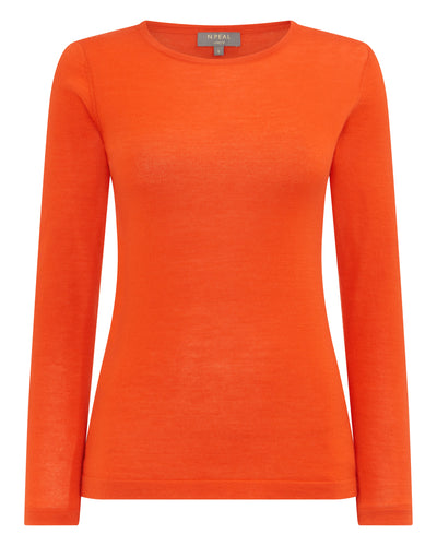 N.Peal Women's Superfine Long Sleeve Cashmere Top Parker Orange