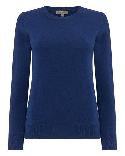 N.Peal Women's Round Neck Cashmere Jumper French Blue