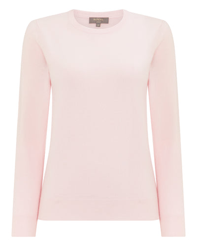 N.Peal Women's Round Neck Cashmere Jumper Pale Pink