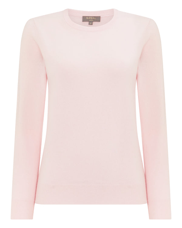 N.Peal Women's Round Neck Cashmere Jumper Pale Pink