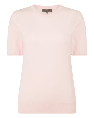 N.Peal Women's Round Neck Cashmere T Shirt Pale Pink