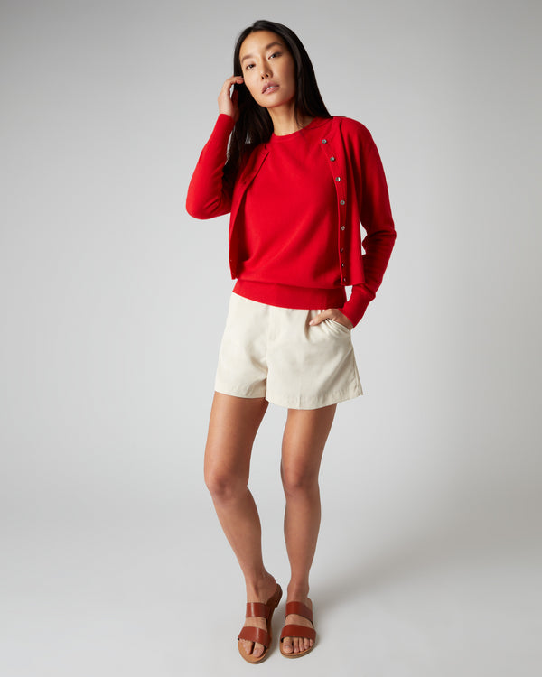 N.Peal Women's Round Neck Cashmere T Shirt Red