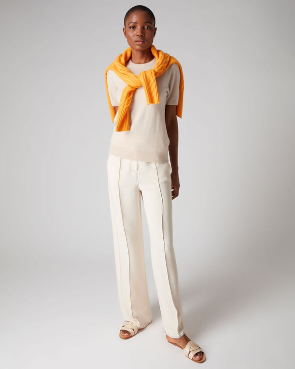 N.Peal Women's Cable Cashmere Cardigan Satsuma Orange