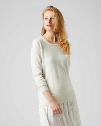 N.Peal Women's Relaxed Round Neck Cashmere Jumper New Ivory White