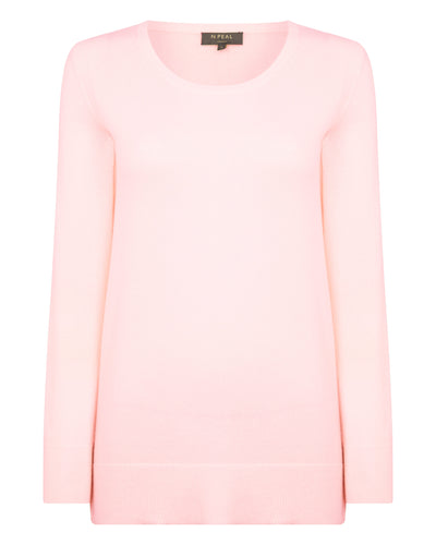 N.Peal Women's Relaxed Round Neck Cashmere Jumper Pale Pink