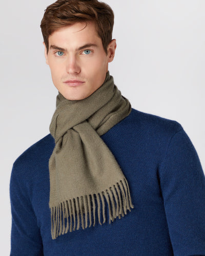 N.Peal Unisex Woven Cashmere Scarf Khaki Green