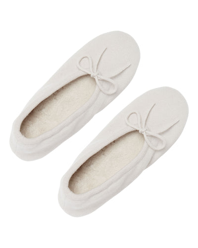 N.Peal Women's Fur Lined Cashmere Slippers Snow Grey