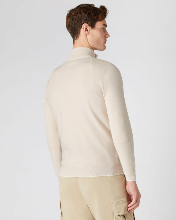 N.Peal Men's The Carnaby Half Zip Cashmere Jumper Almond White