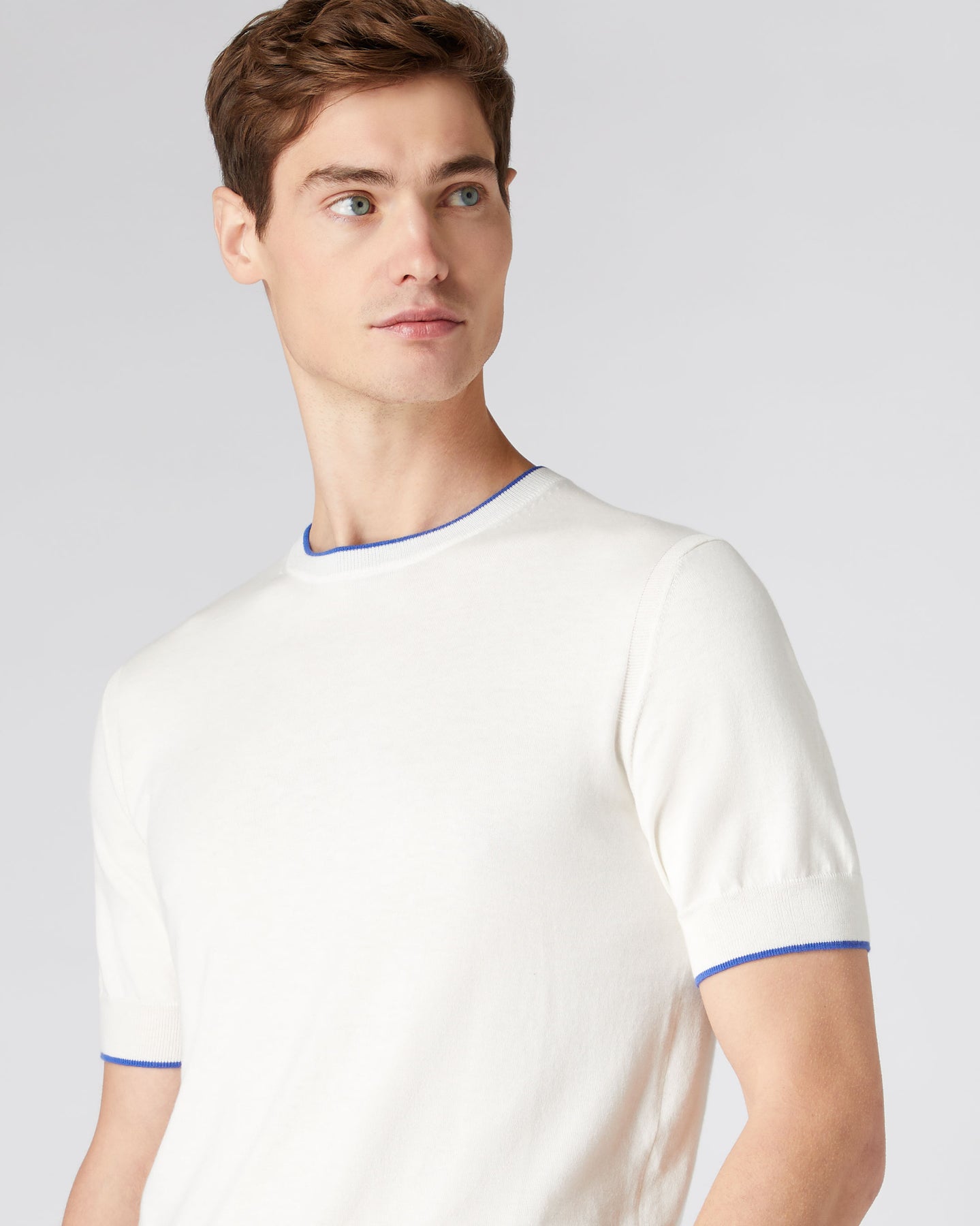 Men's Short Sleeve Crew Neck T Shirt New Ivory White | N.Peal