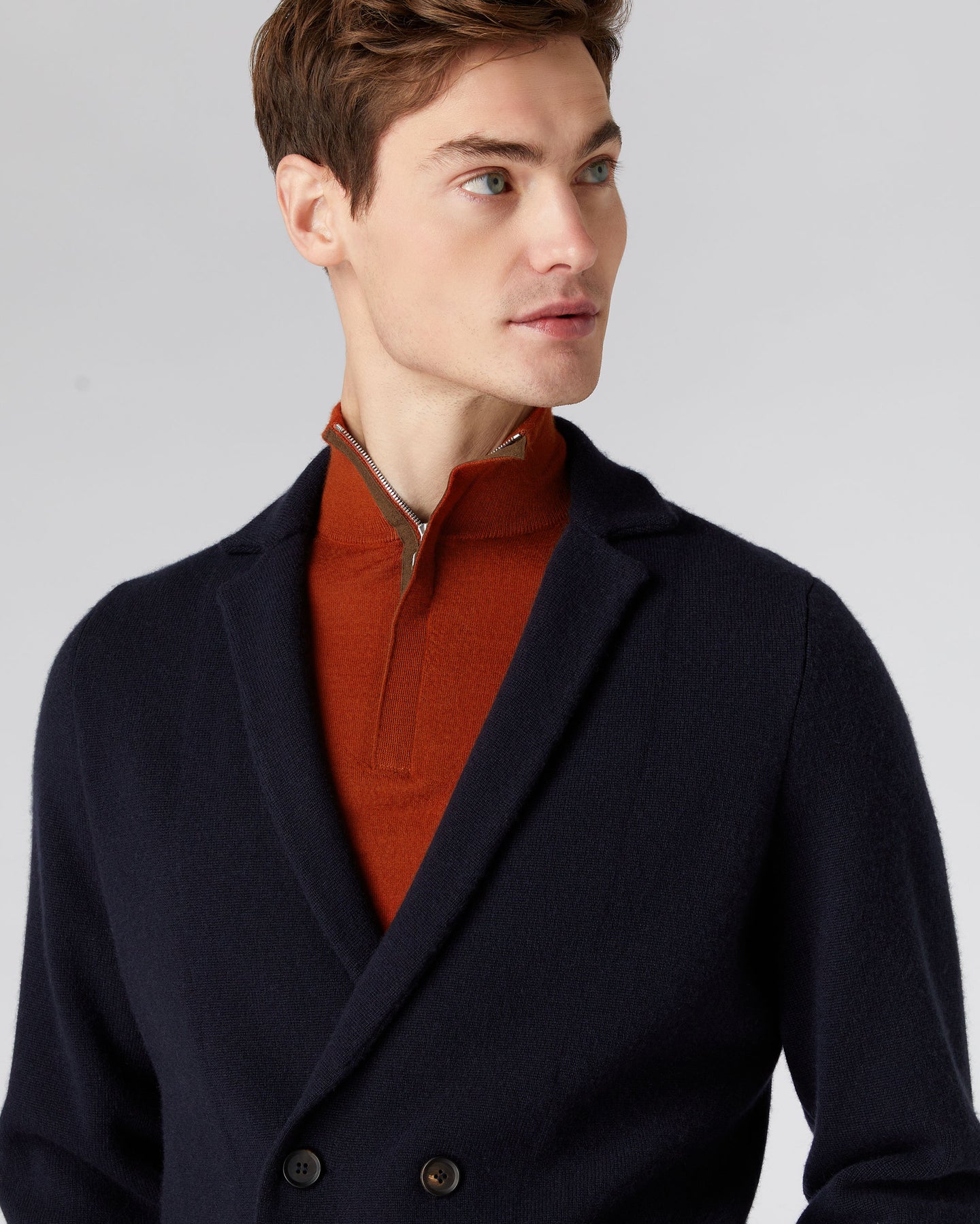 Men's Double Breasted Cashmere Jacket Navy Blue | N.Peal