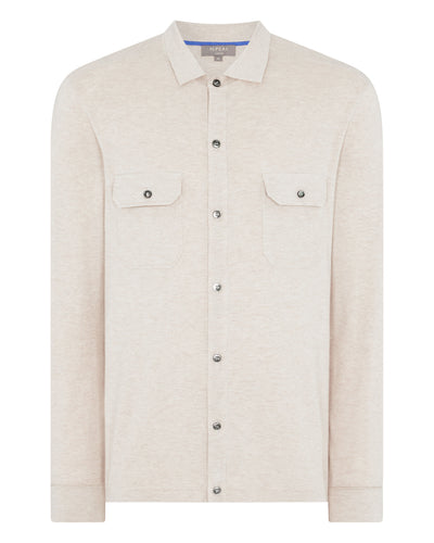 N.Peal Men's Double Pocket Cotton Cashmere Shirt Sandstone Brown