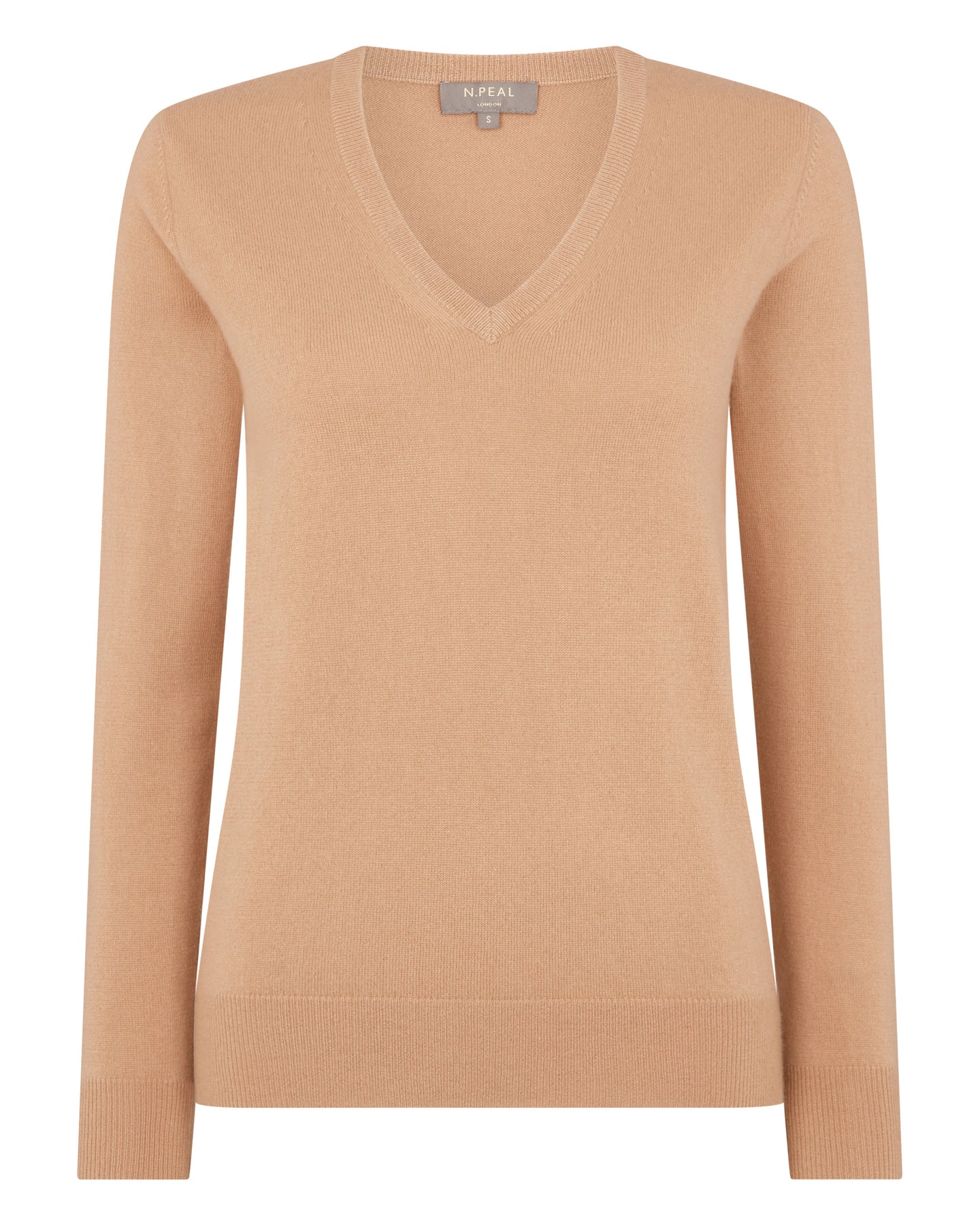 N.Peal Women's V Neck Cashmere Jumper Sahara Brown