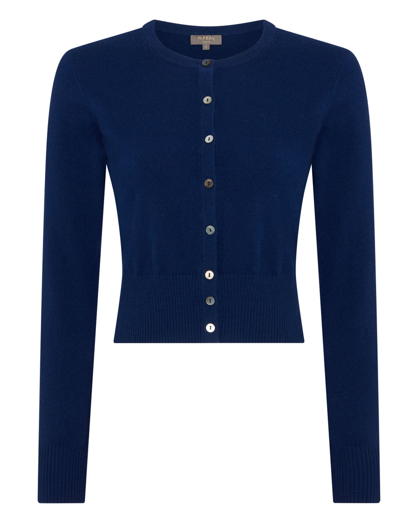 Women's Cropped Cashmere Cardigan French Blue N.Peal