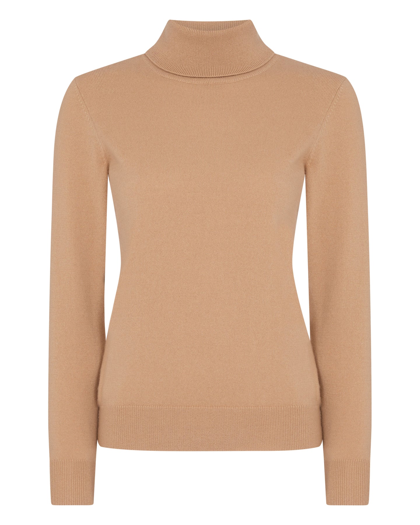 N.Peal Women's Polo Neck Cashmere Jumper Sahara Brown