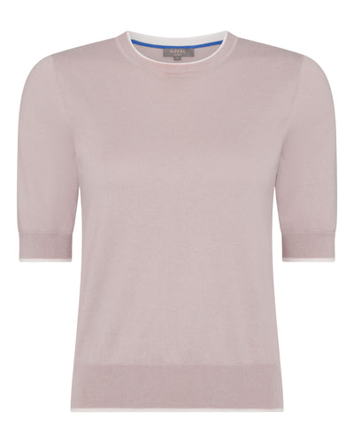 N.Peal Women's Cotton Cashmere T Shirt Dune Pink