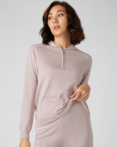 N.Peal Women's Cotton Cashmere Hoodie Dune Pink