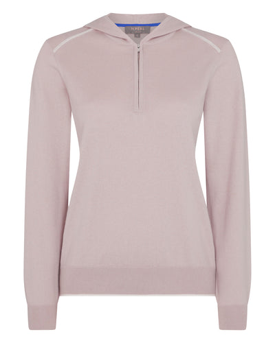 N.Peal Women's Cotton Cashmere Hoodie Dune Pink